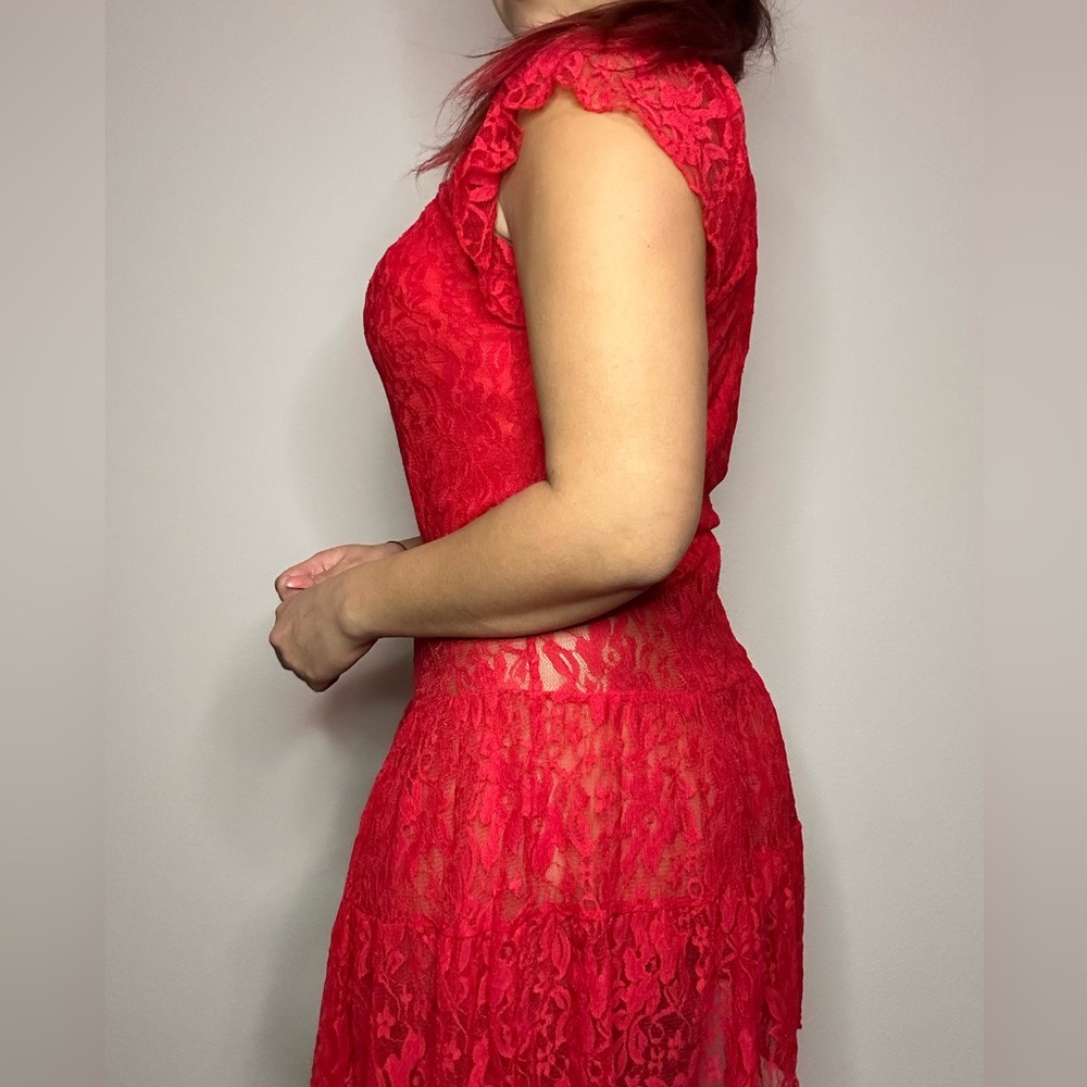 Red Western Lace Dress - Picture 2 of 7